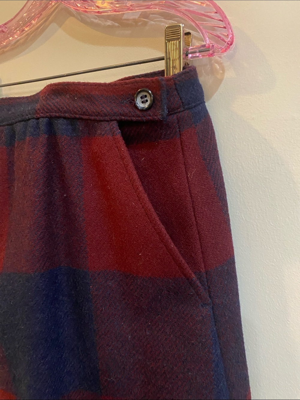 Pendleton Maroon and Navy Plaid A-Line Skirt Wool VGUC VTG 16 - Picture 6 of 13